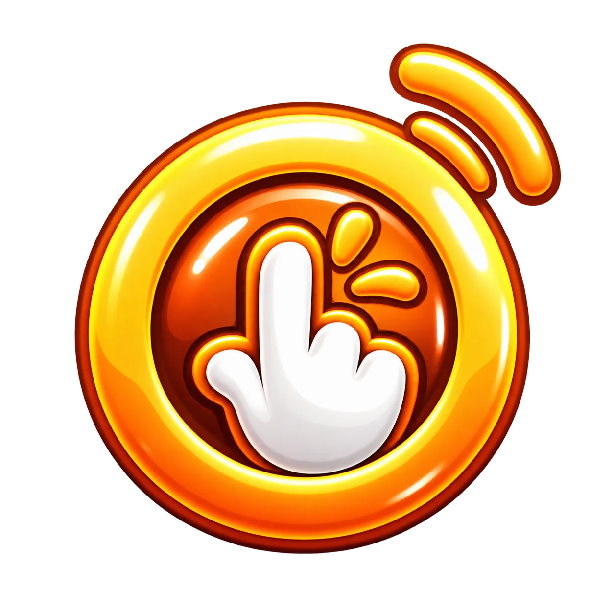 NSFWMode.com gold-and-orange circular pointing-hand emblem