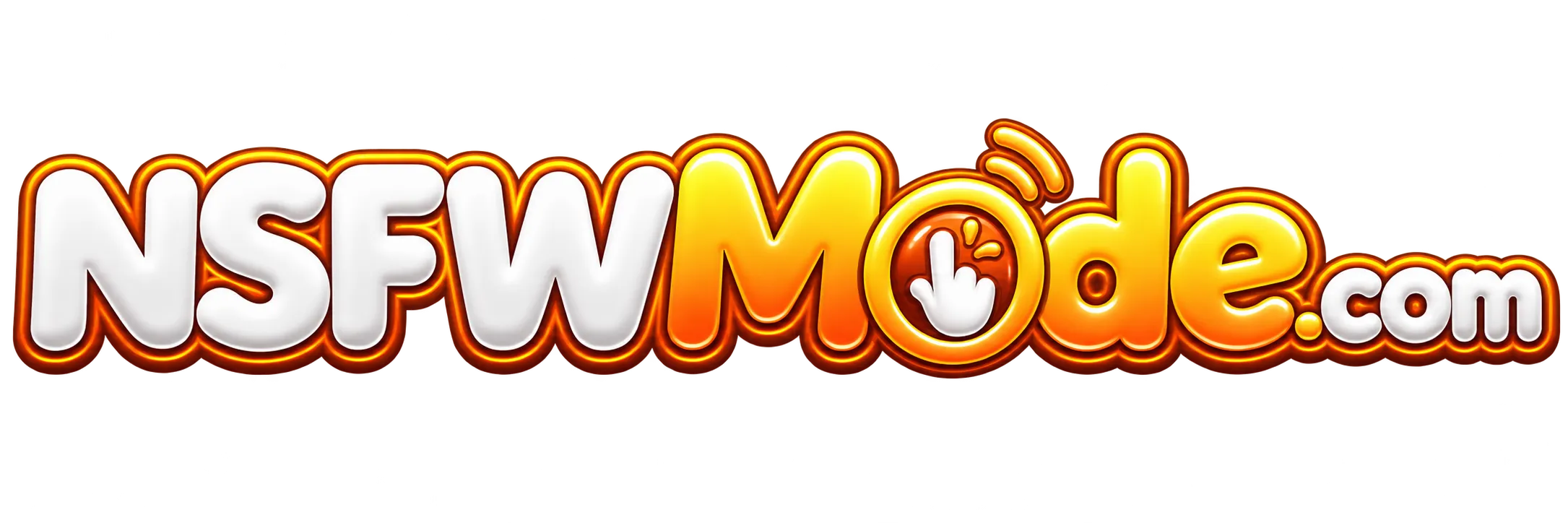 NSFWMode.com logo featuring glossy white lettering and golden-orange text